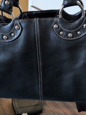 Kathy Van Zeeland Black Studded Satchel